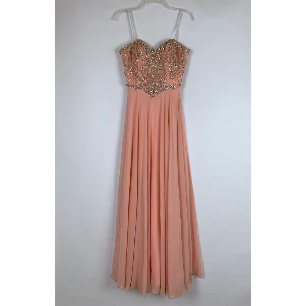 Camille La Vie Strapless jeweled gown